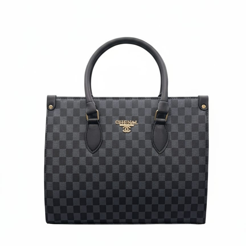 LUXURY GREY CHECKERED HANDBAG