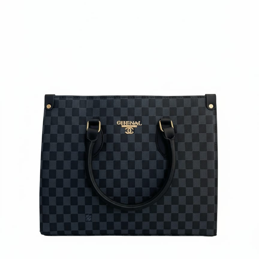 LUXURY GREY CHECKERED HANDBAG