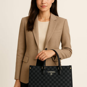 LUXURY GREY CHECKERED HANDBAG