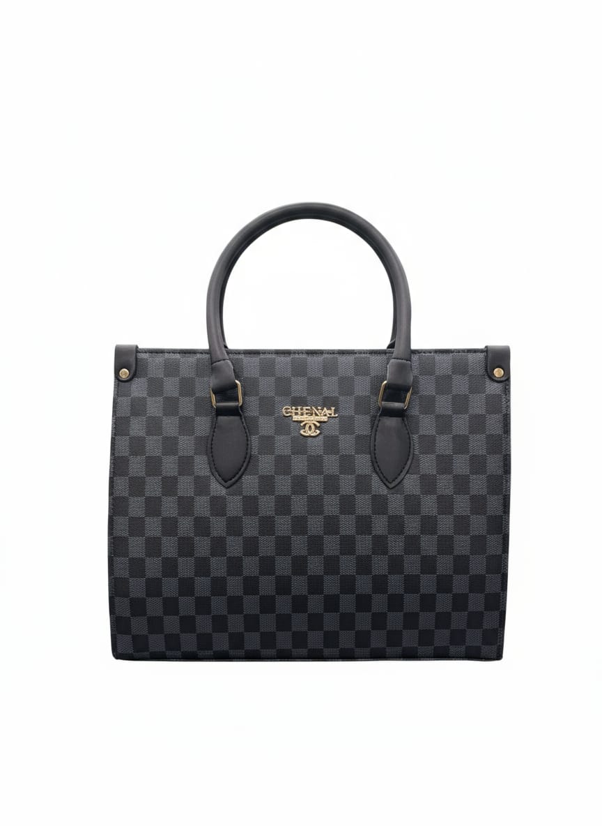 LUXURY GREY CHECKERED HANDBAG