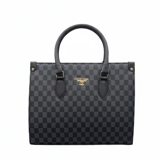 LUXURY GREY CHECKERED HANDBAG