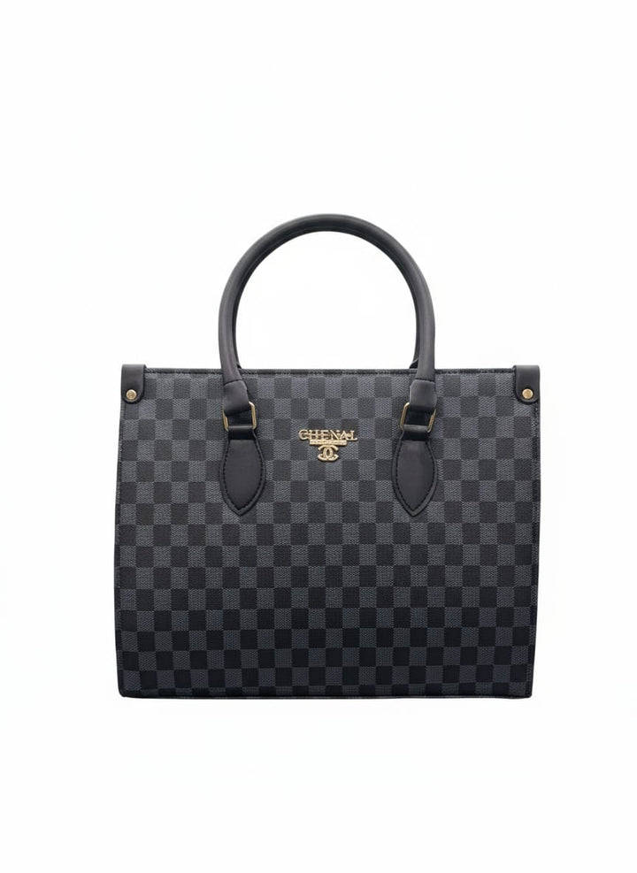 LUXURY GREY CHECKERED HANDBAG