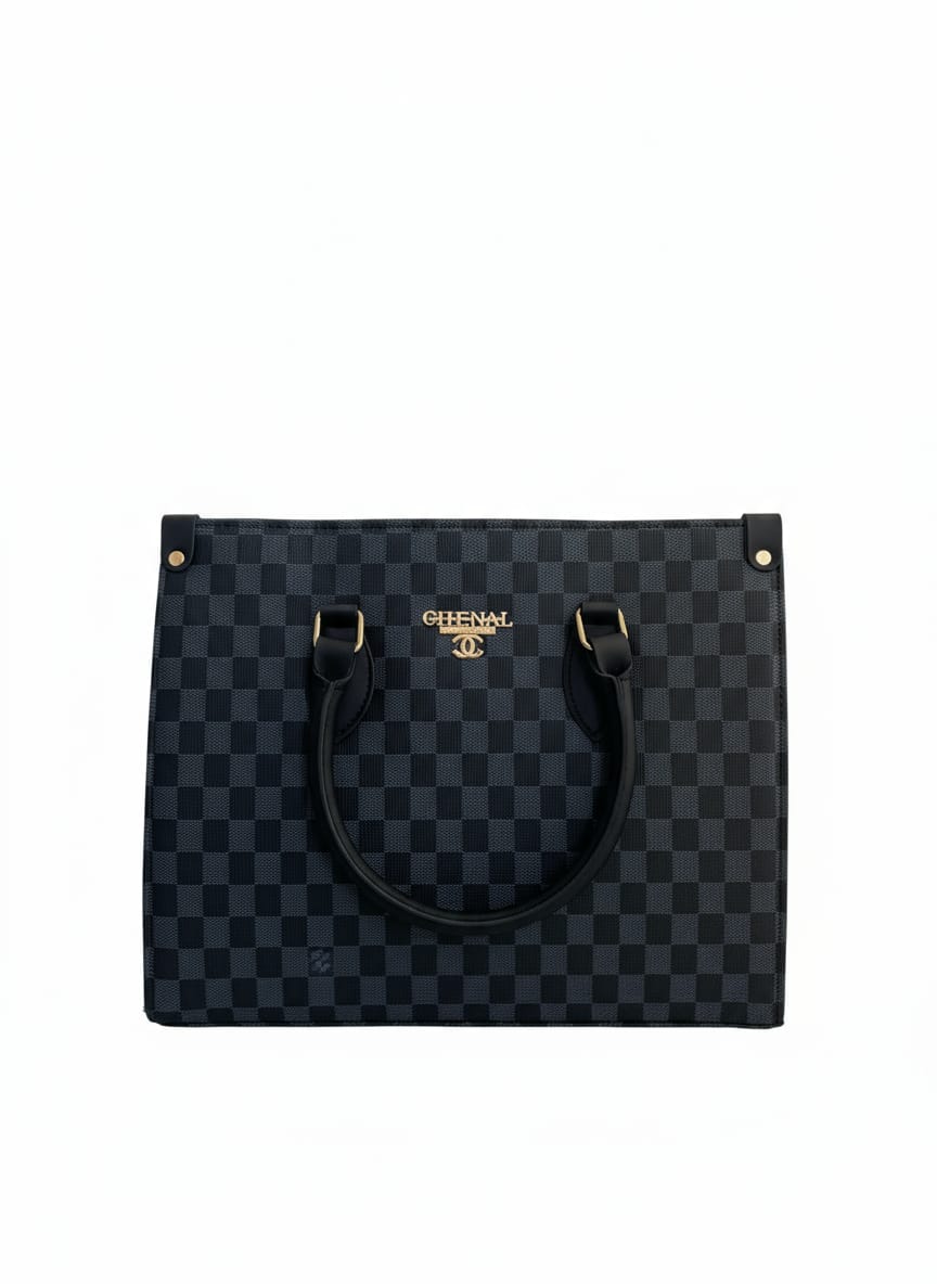 LUXURY GREY CHECKERED HANDBAG